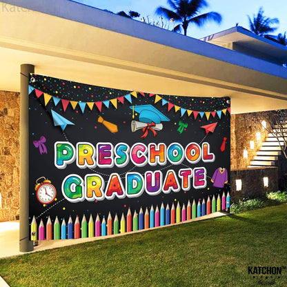 KatchOn, Preschool Graduation Banner - 72x44 Inch | Preschool Graduation Decorations 2026 | Kindergarten Grad Decoration | Congratulations Graduate Banner | Congrats Grad | Grad Party