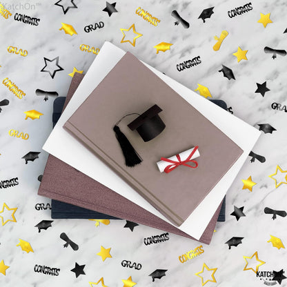 Graduation Decorations 2026 | Black and Gold Grad Confetti 2026 - Pack of 1300 | Congrats Grad Confetti for Graduation Decoration | Black and Gold Grad Table Decorations 2026, KatchOn