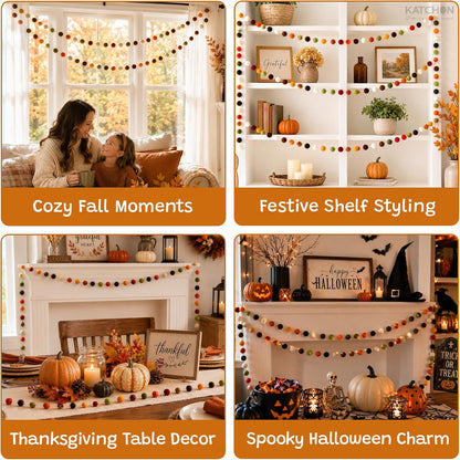 KatchOn, Pom Pom Garland - Pack of 3 for Fall Decorations, Fall Decor