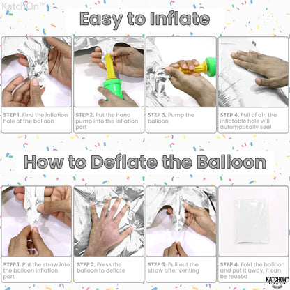 KatchOn, Big Silver Number 2 Balloon - 40 Inch | Silver 2 Balloon Number | Two The Moon Balloons, Two The Moon Birthday Decorations Girl | Number Balloons for Wedding Anniversary