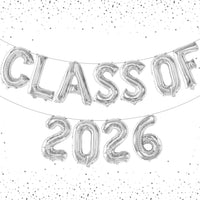 Graduation Decorations 2026 | Silver Class of 2026 Balloons - 16 Inch | Graduation Balloons Banners | Silver Graduation Decorations | Class of 2026 Banner for Class of 2026 Decorations, KatchOn