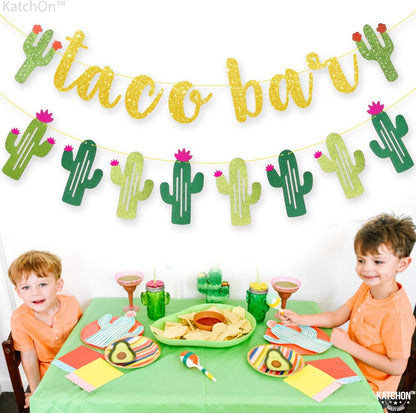 KatchOn, Taco Bar Banner for Cactus Party Decorations - Glitter, No DIY | Taco Party Decorations | Taco Bar Sign for Taco Bar Decorations | Fiesta Party Decorations | Mexican Themed Party Decorations