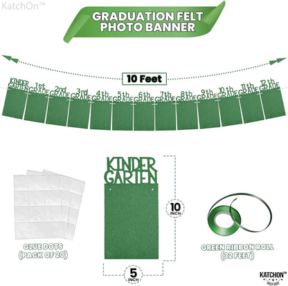 KatchOn, K-12 Graduation Photo Banner 4x6 - Large, 10 Feet | Graduation Picture Banner, Green Graduation Decorations Class of 2026 | Graduation Picture Display, 2026 Graduation Decorations