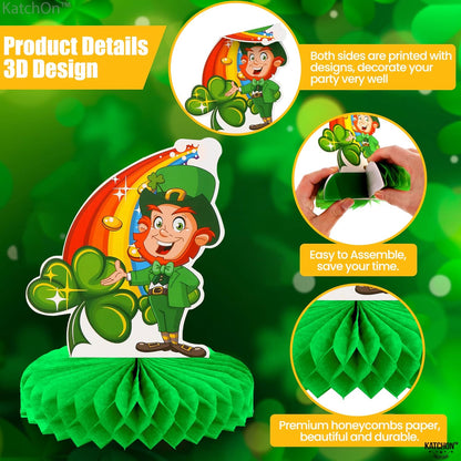 KatchOn, St Patricks Day Centerpiece Table Decorations - Pack of 9, Leprechaun Decorations | St Patricks Day Table Decorations | Honeycomb St. Patty's Day Decorations for St Patricks Day Decorations