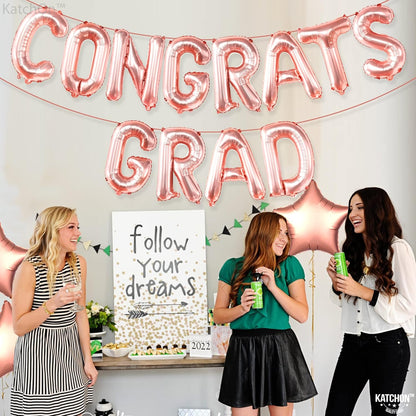Graduation Decorations 2026 | Rose Gold Congrats Grad Balloons - 16 Inch | Congrats Grad Banner | Graduation Balloon Banner For Congrats Grad Decorations, Congratulations Decorations, KatchOn