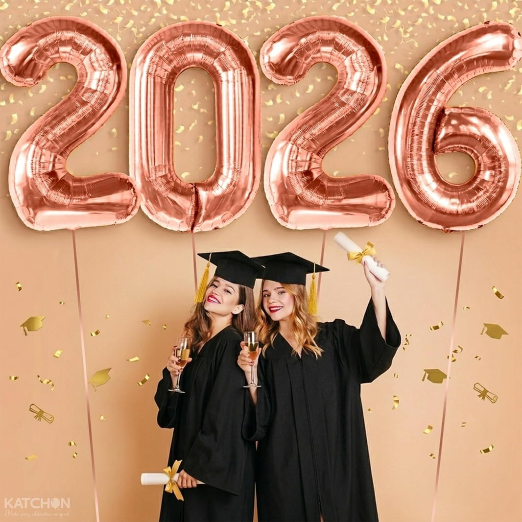 KatchOn, Giant Rose Gold 2026 Balloons - 42 Inch, Graduation Balloons | 2026 Balloon Numbers for Rose Gold 2026 Graduation Decorations | Class of 2026 Decoration, Grad Party Decorations 2026