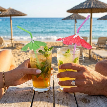 KatchOn Beach Theme Reusable Crazy Silly Straws, Pack of 24 | Summer Straws, Umbrella Straws, Pool Party Favors, Summer Beach Party Supplies, Hawaiian Birthday, Luau Party Decorations