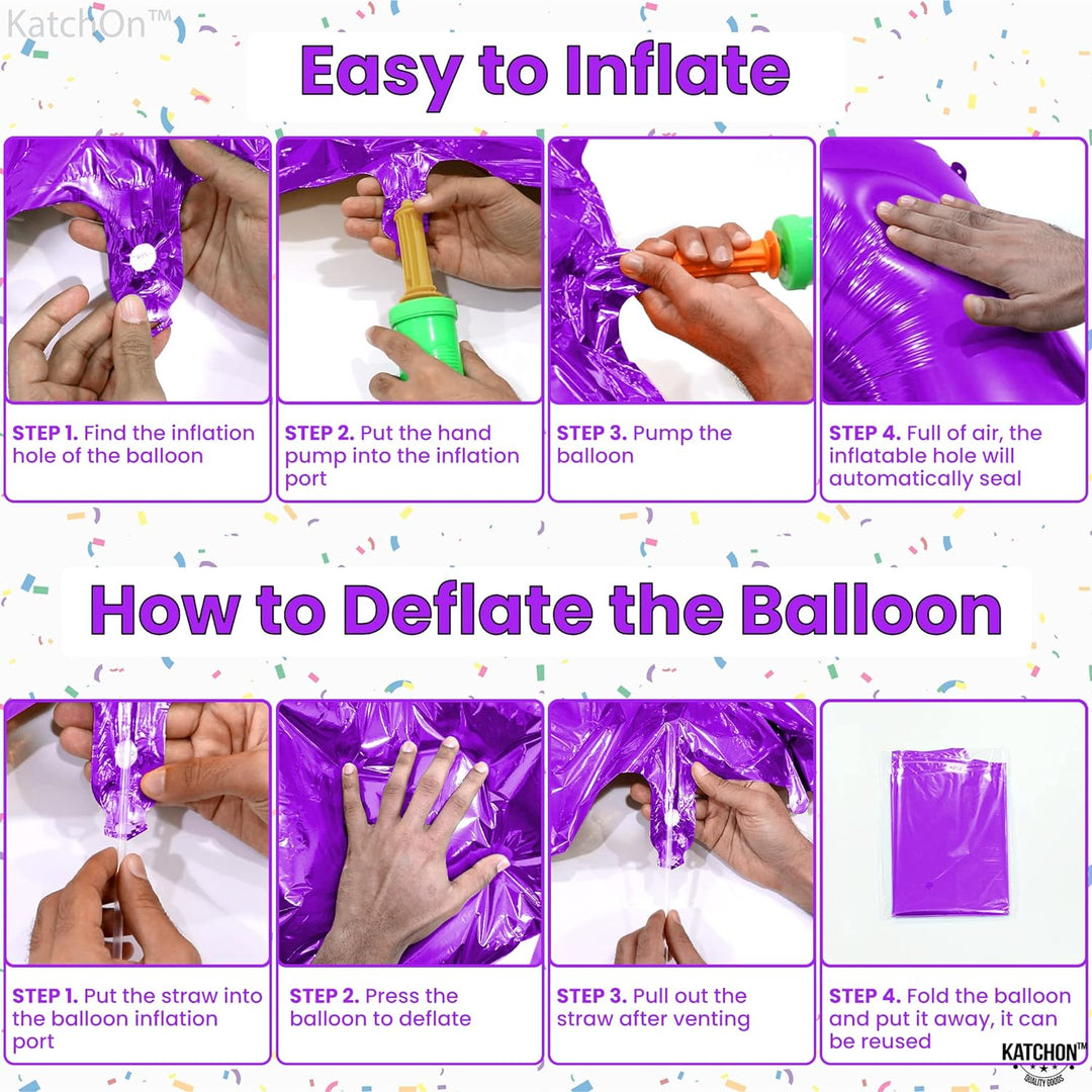 KatchOn, Giant Purple 4 Balloon Number - 40 Inch | Purple Number 4 Balloon, Mermaid 4th Birthday Decorations for Girls | 4th Birthday Balloons | 4 Purple Balloon for 4th Mermaid Party Decorations