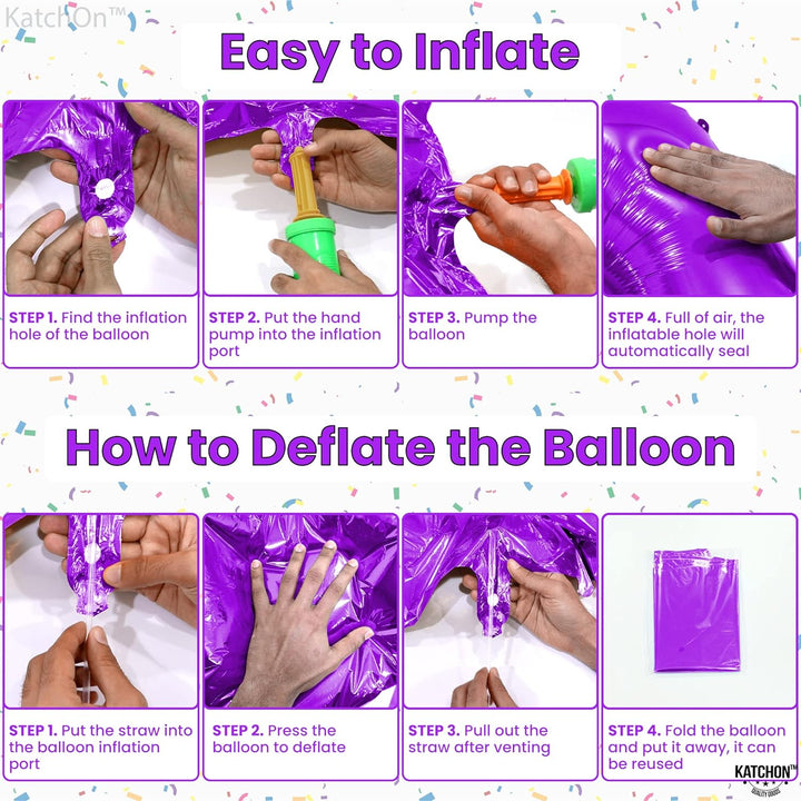 KatchOn, Purple 7 Balloon Number - Giant, 40 Inch | Number 7 Balloon Purple, Mermaid Birthday Decorations | 7 Birthday Balloon, 7 Birthday Decorations for Girls | Mermaid 7th Birthday Decorations
