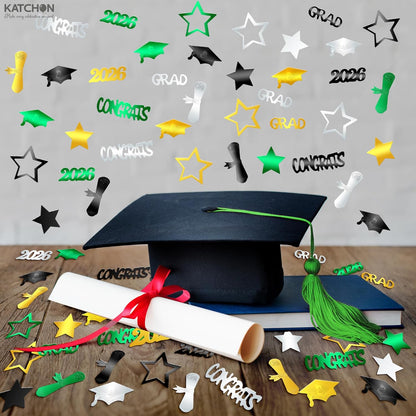 KatchOn, Congrats Grad Confetti 2026 - Pack of 1000, Green and Gold Graduation Decorations 2026 Graduation Confetti for Class of 2026 Decorations, 2026 Graduation Decorations, Graduation Party Decor