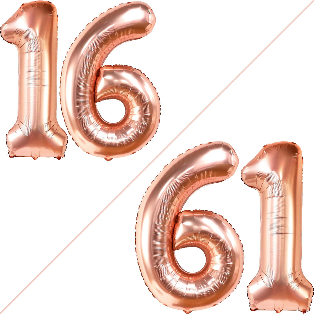 KatchOn, Rose Gold 16 Balloon Numbers - 40 Inch | Foil Balloon For 16th Happy Birthday Decorations for Girls | Rose Gold Balloon For Sweet 16 Party Decorations Anniversary Decoration