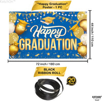 Katchon, Happy Graduation Banner Gold and Blue - Xtralarge, 72x44 Inch | Graduation Backdrop 2026, Graduation Decorations Class of 2026 | Congratulations Banner for 2026 Graduation Party Decorations