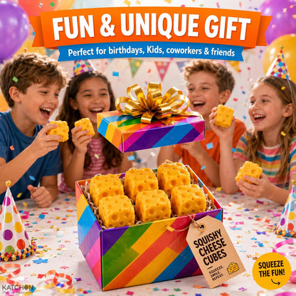KatchOn, Cheese Squishy 6 Pcs - 6cm, Stress Relief Original Sensory Food Squishy Stress Relief Fidget Toy Stress Balls for Adults, Novelty Birthday Gifts for Kids Teens Boys Girls