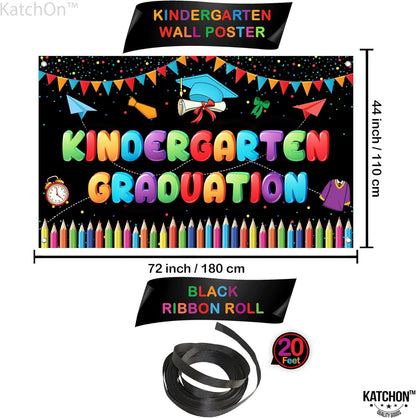 KatchOn, Kindergarten Graduation Backdrop - 72x44 Inch, Kindergarten Graduation Banner for Kindergarten Graduation Decorations 2026 | Kinder Graduation Backdrop, Graduation Decorations 2026