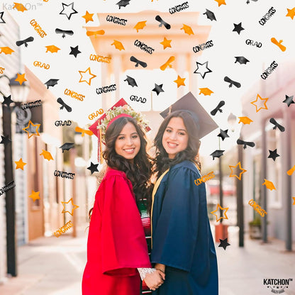 KatchOn, Orange and Black Graduation Confetti 2024 - Pack of 1000 | Graduation Decorations Class of 2024 | Graduation Centerpieces for Tables 2024 | 2024 Orange and Black Graduation Decorations