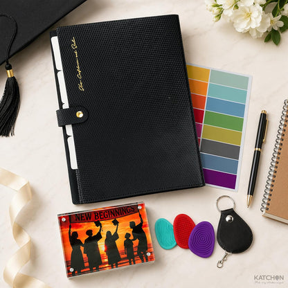 KatchOn Graduation Stationery Gift Kit Pack of 7, Graduation Gifts 2026 with Acrylic Photo Frame, Keychain, Calming Fidget Stones, Sticky Notes and Organizer Folder, Class of 2026 Gift Set
