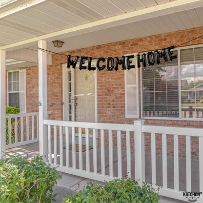 KatchOn, Black Welcome Home Balloons - 16 Inch | Welcome Home Party Decorations | Black Welcome Home Banner for House Warming Decoration Party | Family Gathering Banner for Welcome Home Decorations