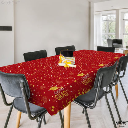 KatchOn, Red and Gold Graduation Tablecloth - 108x54 Inch, Pack of 3 | Congrats Grad Tablecloth | Red and Gold Graduation Decorations 2026 | 2026 Graduation Table Decorations