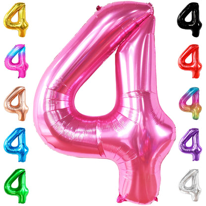 KatchOn, Hot Pink 4 Balloon Number - 40 Inch | 4th Birthday Balloons For 4th Happy Birthday Decorations | Number 4 Balloon For Pink Party Decor | 4th Happy Anniversary Decorations