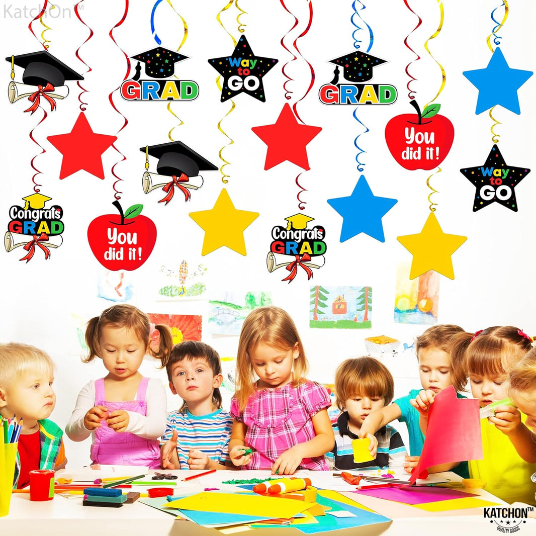 KatchOn, 30 Pcs Kindergarten Graduation Hanging Swirls, No DIY | Colorful Preschool Graduations for Kindergarten Graduation Decorations 2026 Kindergarten Graduation Party Decorations for Classroom