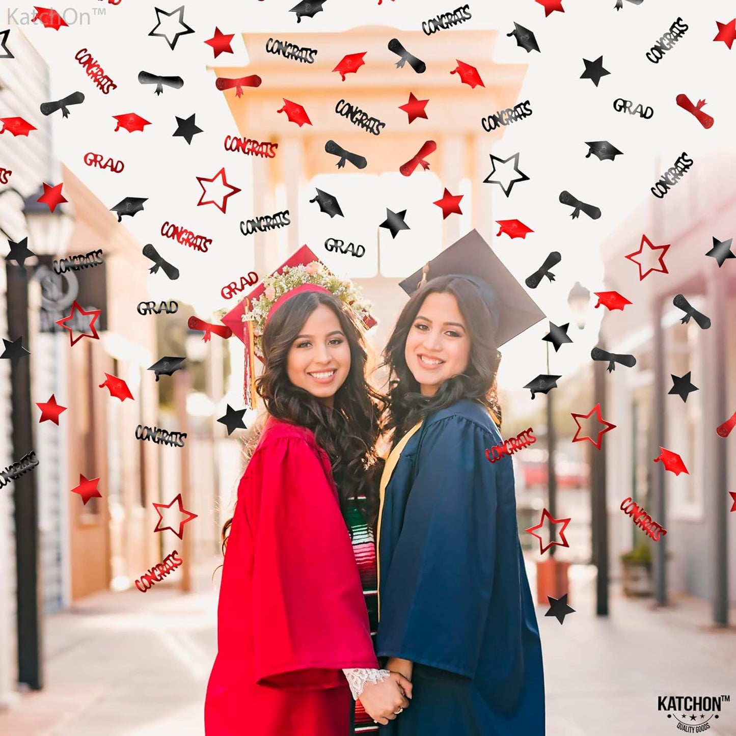 KatchOn, Graduation Confetti 2024 - Pack of 1300 | Grad Confetti 2024, Red and Black Graduation Decorations Class of 2024 | Graduation Centerpieces for Tables 2024 | Graduation Party Decorations 2024