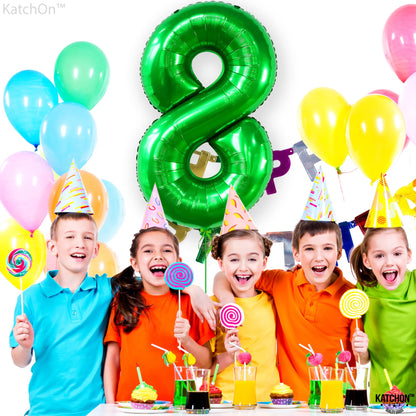 KatchOn, Green Number 8 Balloon - 40 Inch | Green 8 Balloon Number, Happy 8th Birthday Decorations Boy | Eight Balloon Number | 8 Year Old balloon, Green Birthday Decorations