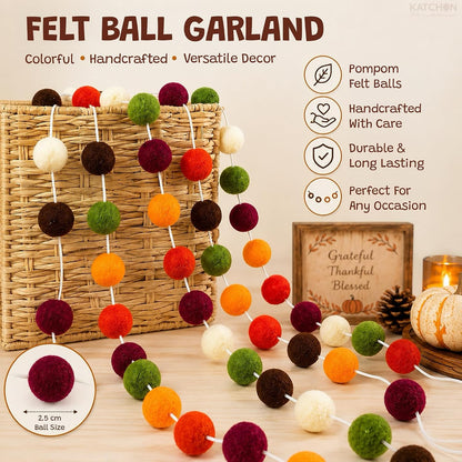 KatchOn, Pom Pom Garland - Pack of 3 for Fall Decorations, Fall Decor