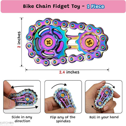 KatchOn, Metal Fidget Spinner Toys for Teens Boys - Adults Bike Chain Roller Gadgets ADHD Figette Anxiety Stress Relief Items Quiet Figet Desk Offices EDC Men Goodie Bag Stuffers, Pinata Stuffers