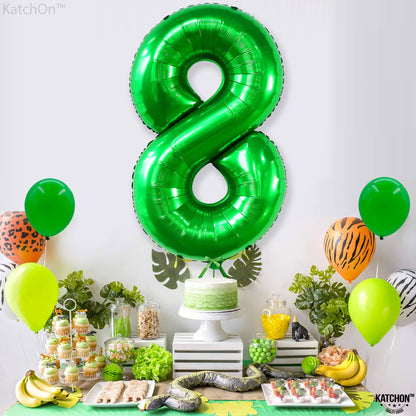 KatchOn, Green Number 8 Balloon - 40 Inch | Green 8 Balloon Number, Happy 8th Birthday Decorations Boy | Eight Balloon Number | 8 Year Old balloon, Green Birthday Decorations