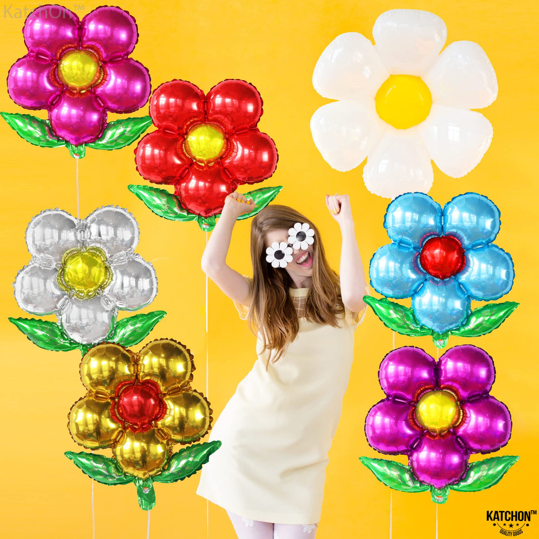 Katchon, Huge Colorful Daisy Balloons -30 Inch, Pack Of 9 | Birthday Balloons For Flower Birthday Decorations | Flower balloons, Daisy birthday Party Decorations, flower Baby Shower decorations