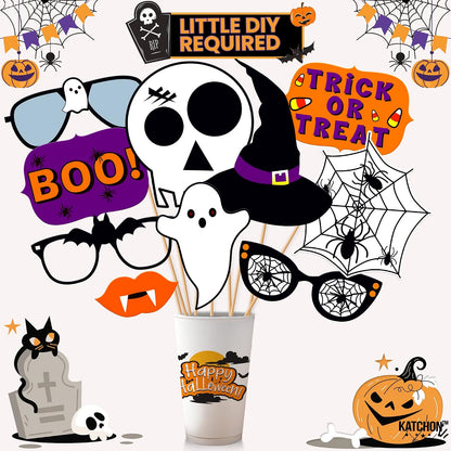 KatchOn Scary Halloween Photo Booth Props, Pack of 22