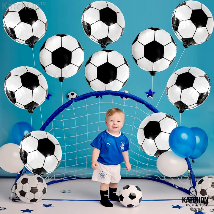 KatchOn, 10 Pcs Soccer Balloons Decorations for Party - 18 Inch, Soccer Ball Balloons | Soccer Balloon arch kit, Soccer Party Decorations | Soccer Birthday Party Supplies | Soccer Birthday Decorations