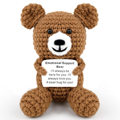 KatchOn, Emotional Support Crochet Teddy Bear | Crochet Animals with Positive Messages | Positive Crochet Animals, Coworker Gifts | Stuffed Animal | Emotional Support Bear