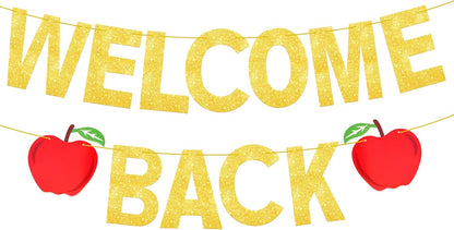 KatchOn Glitter Welcome Back Banner Pre Strung - 10 Feet, Classroom Decor