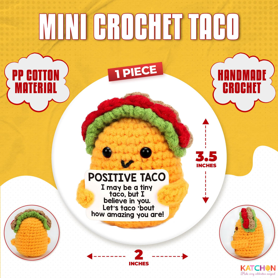 KatchOn, Mini Positive Crochet Taco | Christmas Birthday Gifts for Women, Men, Mom, Dad, Son, Daughter, Sister, Friends, Coworkers | Thanksgiving Basket Stuffers | Desk Home Decor Emotional Support