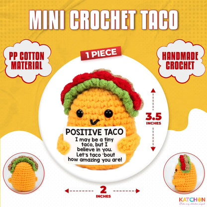 KatchOn, Mini Positive Crochet Taco | Christmas Birthday Gifts for Women, Men, Mom, Dad, Son, Daughter, Sister, Friends, Coworkers | Thanksgiving Basket Stuffers | Desk Home Decor Emotional Support