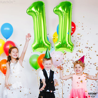 KatchOn, Light Green 11 Balloon Number - Huge, 40 Inch | Neon 11 Balloon, 11 Balloons Number Birthday | 11th Birthday Decorations For Boys Green | Lime Green Balloon 11, Neon 11th Birthday Decorations