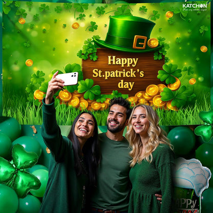 Happy St Patrick's Day Banner - 72x44 Inch | St Patricks Day Backdrop for Photography | Happy St Patricks Day Decorations Banners | Shamrock Decorations | St Patricks Day Decor Banner wall poster