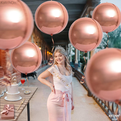 KatchOn, Giant Rose Gold Balloons - 22 Inch, Pack of 12 | Rose Gold Foil Balloons for Birthday Party Decorations | Mylar Balloon for Birthday, Bridal Shower, Baby Shower, Anniversary Decorations