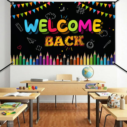 KatchOn Welcome Back Banner Backdrop for Welcome Back To School Decorations
