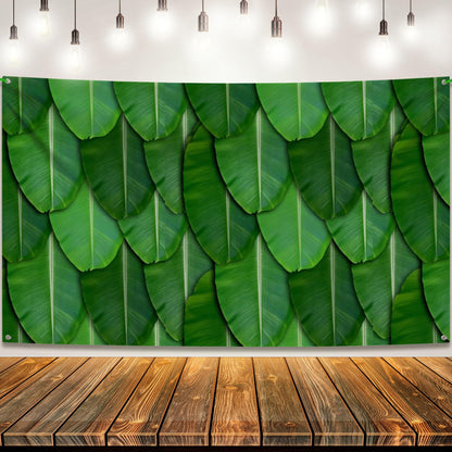 KatchOn, Indian Pooja Backdrop Decoration - 7.5X5 Feets | Green Banana Leaf for Traditional Festival, Pooja, Party Decorations, Photo Booth Props, Mehndi, Photography, Navratri, Diwali Backdrop