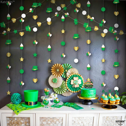 KatchOn, Shiny St Patricks Day Garland - 9 Strings, No DIY | St Patricks Day Backdrop for St Patricks Day Decorations | Shamrock Decorations | St Patricks Garland for Saint Patricks Day Decorations