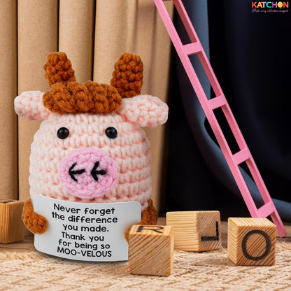 KatchOn, Mini Highland Cow Valentines Day Gifts for Her | Emotional Support Crochet Gifts for Women, Men, Coworker, Friends, Teen | Positive Crochet Animals | Birthday Gifts for Women