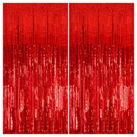 KatchOn, XtraLarge Red Streamers - 3.2x8 Feet, Pack of 2 | Red Backdrop for Merry Christmas Decorations | Fringe Backdrop for Carnival, Casino Theme Party Decoration | Valentines, New Year Decorations