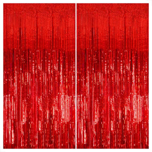 KatchOn, XtraLarge Red Streamers - 3.2x8 Feet, Pack of 2 | Red Backdrop for Merry Christmas Decorations | Fringe Backdrop for Carnival, Casino Theme Party Decoration | Valentines, New Year Decorations