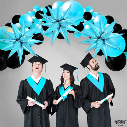 KatchOn, Light Blue Star Cones, 26 Inch - Pack of 50, Turquoise Starburst Balloon for Winter Decorations, Baby Shower, Christmas, Unisex, Number of Pieces 62