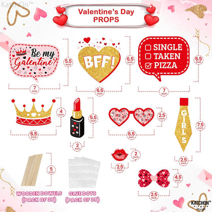 KatchOn, Red Galentines Photo Props - Pack of 35 | Galentine Photo Booth Props for Galentines Decorations | Galentines Day Decorations for Party | Galentines day photo props | Galentine Decor