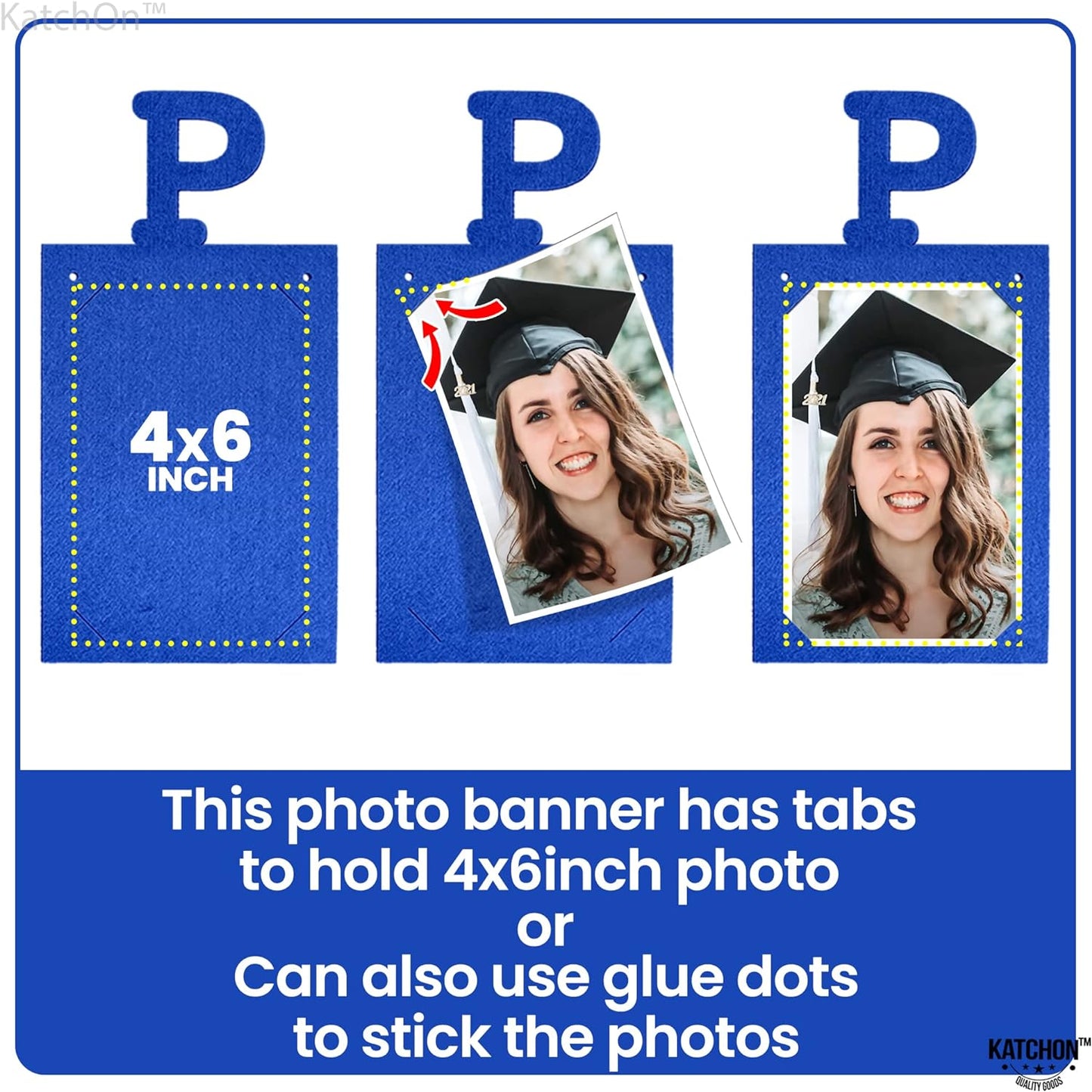 KatchOn, Blue Graduation Photo Banner 2024 - Large 10 Feet | Proud of You Banner | Felt Graduation Picture Banner | Graduation Banner 2024 Personalized | Graduation Decorations Class of 2024 Blue