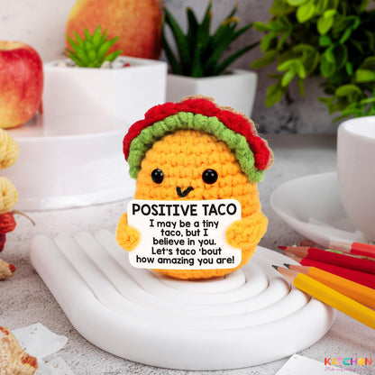 KatchOn, Mini Positive Crochet Taco | Christmas Birthday Gifts for Women, Men, Mom, Dad, Son, Daughter, Sister, Friends, Coworkers | Thanksgiving Basket Stuffers | Desk Home Decor Emotional Support