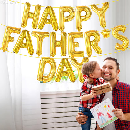 Katchon, Happy Fathers Day Balloon – 16-inch | Happy Fathers Day Banner For Fathers Day Decorations | Fathers Day Sign For Father's Day Decorations | Photo Booth Backdrop